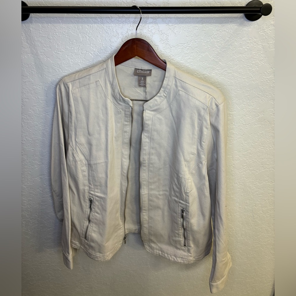 Chico's Beige Zip-Up Jacket